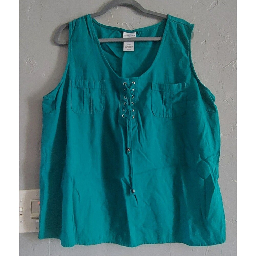 Jaclin Smith  Tops Blouse Women's XXL, Sleeveless, Linen, Rayón, 21.5 Inch Of...